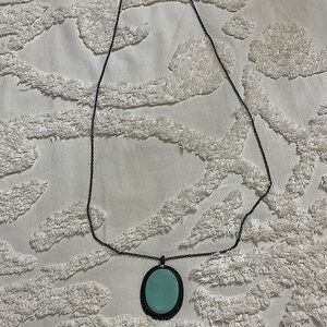 ANTIQUE BRASS 18” NECKLACE WITH FAUX TURQUOISE MEDALLION